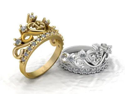 Luxury Crown Diamond Ring 3d Printable Model 3D print model