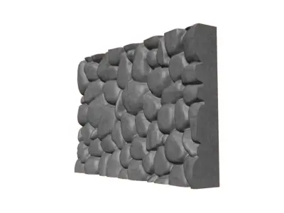 Layered Granite Wall Segment 3D model