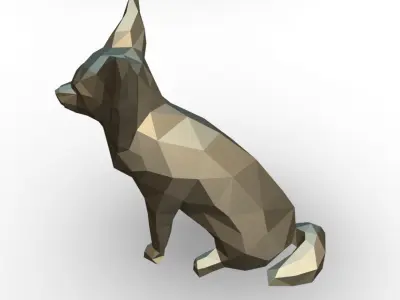 Papillon low poly chihuahua dog in polygons 3D print model