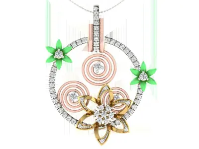 Solitaire Women Pendant 3dm STL OBJ FBX Renders Details 3D print model 2