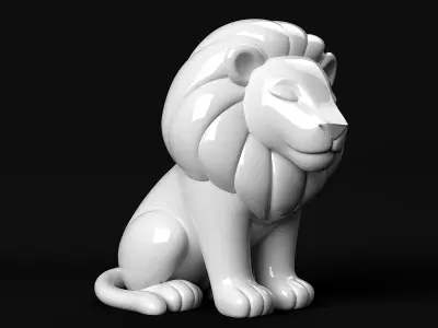Lion Sculpture 3D print model 7