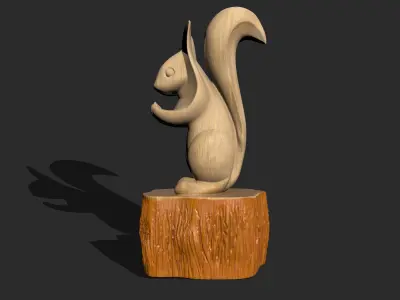 SQUIRREL WOOD ABSTRACT SCULPTURE BUST 3D print model