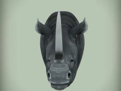 Wildlife Statue Monolith Pachyderm Asian African Rhinos Animal Low-poly 3D model