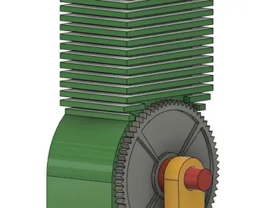 Rotating Single Piston Engine - see through engine      Basic 3D print model