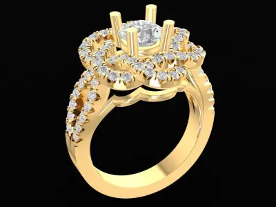 Luxury Double Halo Diamond Engagement Ring  2172 3D print model