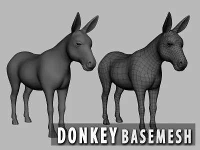 Donkey Basemesh Low-poly 3D model