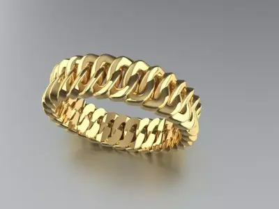 Size 8 Gold Link Ring Jewelry Silver Platinum Luxury 3D print model