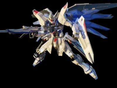 FREEDOM GUNDAM Realistic Texture Rigged with decal 3D model Low-poly 3D model