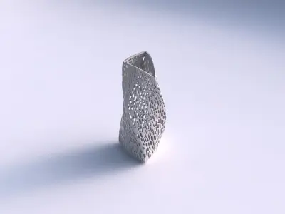 Vase twist curved tipping triangle with dense organic lattice 2 3D print model