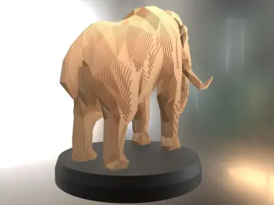 Parametric Mammoth Soft Gold Low-poly 3D model