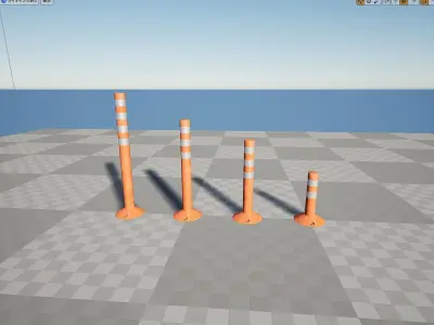 Japanese soft road post Low-poly 3D model