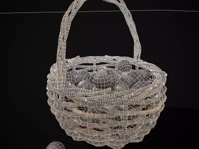 Basket of Onions Low-poly 3D model