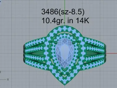 Pear Halo Ring 3486 3D print model