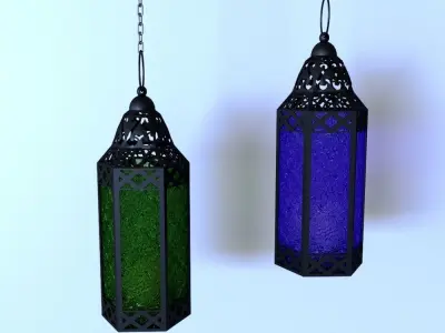 candlestick two hanging lanterns - two hanging lanterns 3D model