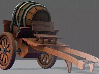 Medieval CartV02 Low-poly 3D model