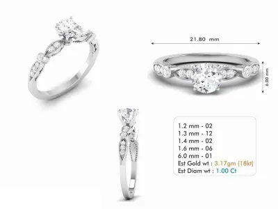  Diamond Solitaire Ring Jewellery for Women 3D print model