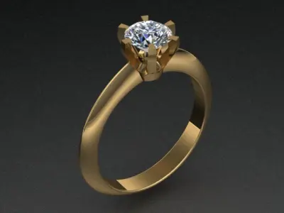 Tiffany Style Diamond Ring 3D print model