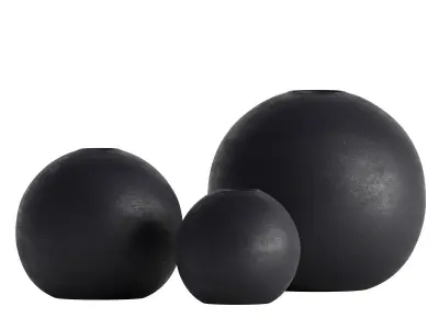Elegant black Boho ceramic vase set 3D model