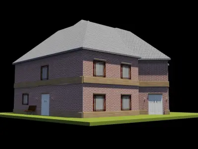 Two Stories House with interiors Model D52A Free 3D model