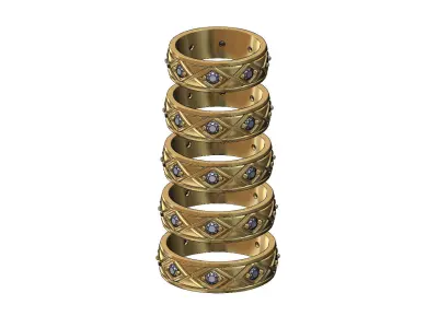 Diamond cross engraved band US sizes 5to9 3D print model