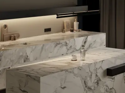 MARBLE COZY - Interior scene 3D model - 3d model 3D model