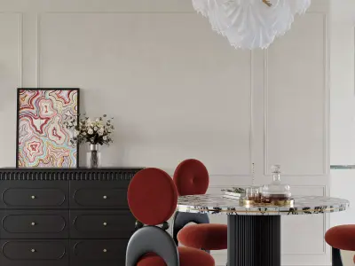 Modern Classic Living - Dining Area 3D model