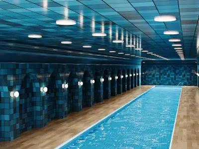 Stylized Indoor Swimming Pool Tunnel Environment 3D model