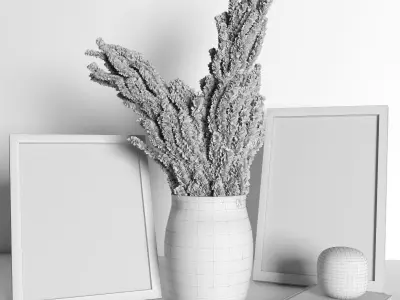 Decoration set with dry grass 3D model