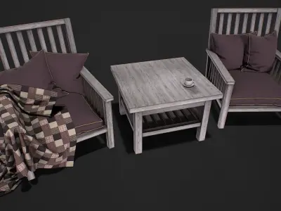 Furniture group 3d model Low-poly 3D model