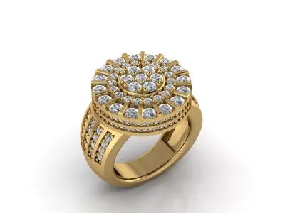 ROUND SHAPE ROUND DIAMOND RING STL 3DM 3D print model