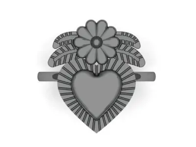 Sacred Heart Flower Ring 3D print model