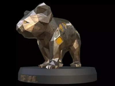 Steampunk Koala Pose Low-poly 3D model