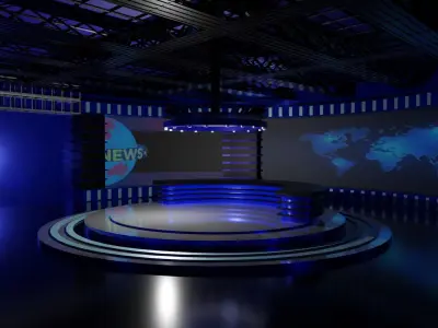 TV Studio News Low-poly 3D model