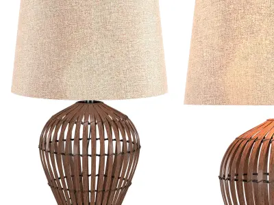 Stone Beam Modern Rattan Table Lamp Low-poly 3D model