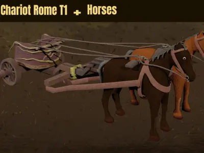 Asset - War Chariot Rome Horse T1 Free low-poly 3D model