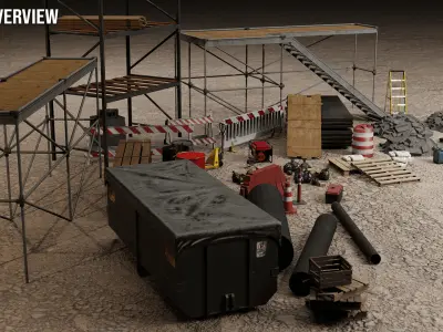 Construction Pack - 45 Game Ready Props with 4K PBR Textures Low-poly 3D model