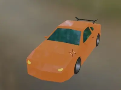 GTR34 LOWPOLY orange car in environment Low-poly 3D model