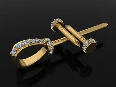 Dainty Size Diamond Nail Cross Pendant 3D print model
