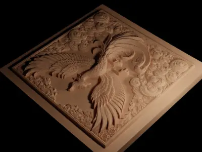 Wild Phoenix Sandcasting Bas High Relief CNC 3D print model