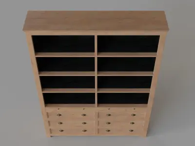 Wright Library Bookshelf White Wash 3D model