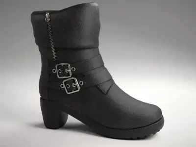 boots pair of with buckles Low-poly 3D model