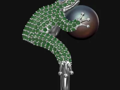 Frog with pearl Ring 3D print model
