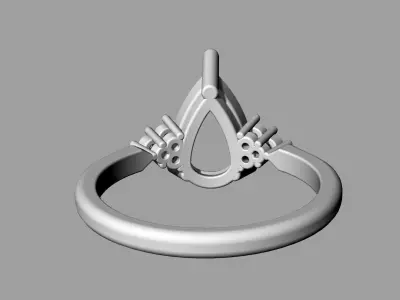 pear shaped diamond Ring 3D print model   3D print model