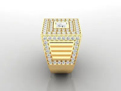 Ring M2 Mens luxury ring with gem 3D print model