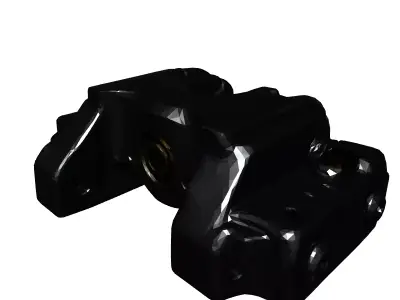 Realistic Industrial Valve Block 3D Model Low-poly 3D model