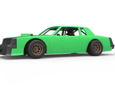 Vintage dirt late model race car Scale 1 to 25 3D print model