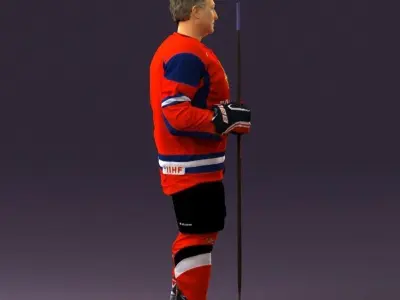 Hockey player in team russia jersey 0900 3D model