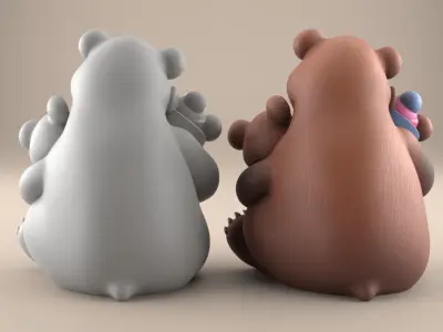 Cute Bear Family 3D STL File for Fun Decor 3D print model