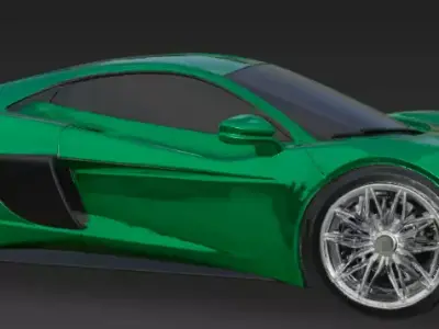 Green Ferrari Sport Car 3D Model Game Ready Glossy 3D model