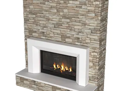 Fireplace stone modern ArtDeco 3D model